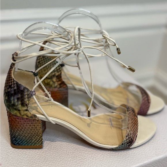 Stunning Real Multicolour And White Python & Leather Sandals By Alexandre Birman - Picture 5 of 9